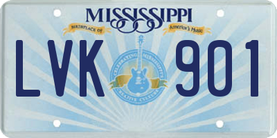 MS license plate LVK901