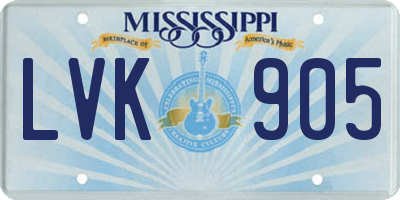 MS license plate LVK905