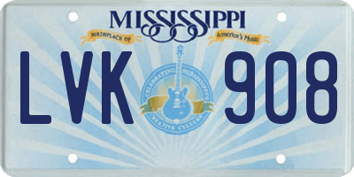 MS license plate LVK908