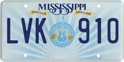 MS license plate LVK910