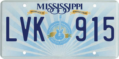 MS license plate LVK915