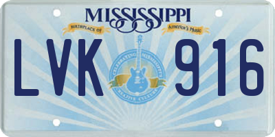 MS license plate LVK916