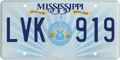 MS license plate LVK919