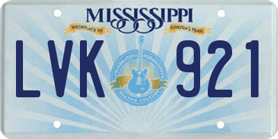 MS license plate LVK921