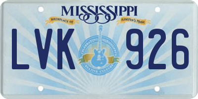 MS license plate LVK926