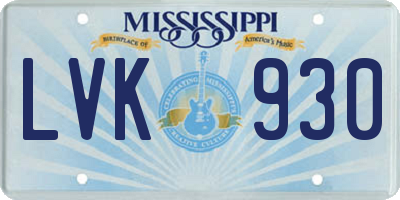 MS license plate LVK930
