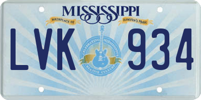 MS license plate LVK934