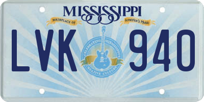 MS license plate LVK940
