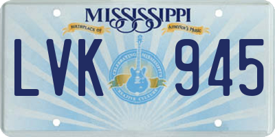 MS license plate LVK945