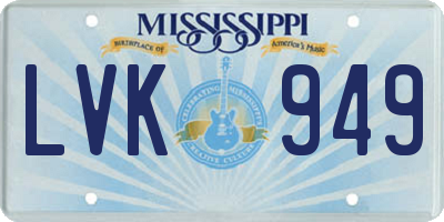 MS license plate LVK949