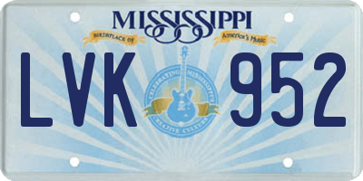 MS license plate LVK952