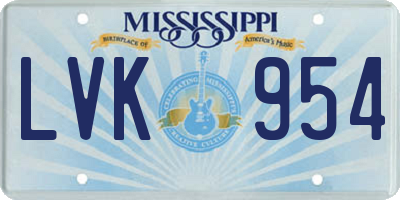 MS license plate LVK954