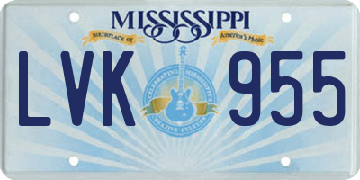 MS license plate LVK955