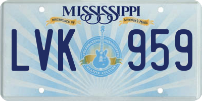 MS license plate LVK959