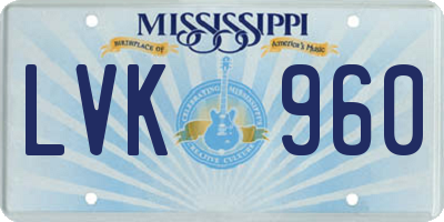 MS license plate LVK960