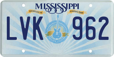 MS license plate LVK962