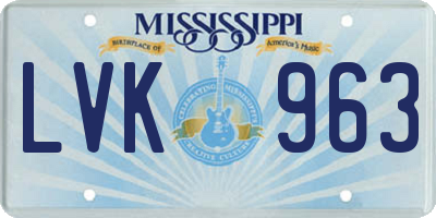 MS license plate LVK963
