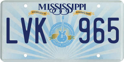 MS license plate LVK965
