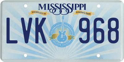 MS license plate LVK968