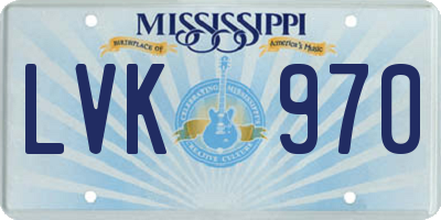 MS license plate LVK970