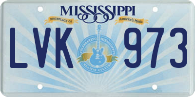 MS license plate LVK973