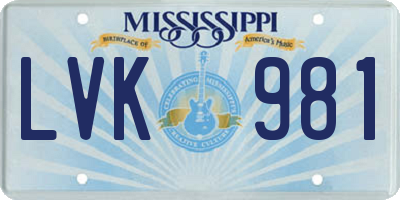 MS license plate LVK981