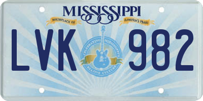 MS license plate LVK982