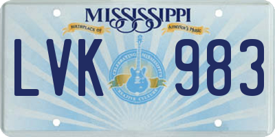 MS license plate LVK983