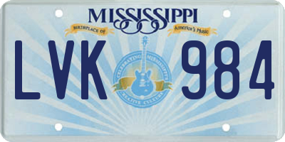 MS license plate LVK984
