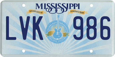MS license plate LVK986