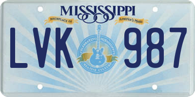 MS license plate LVK987