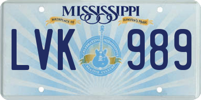 MS license plate LVK989