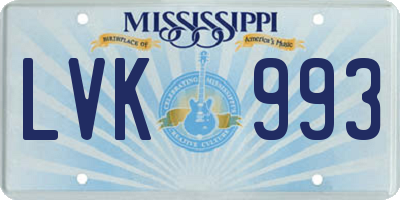 MS license plate LVK993