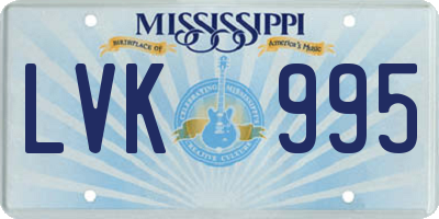 MS license plate LVK995