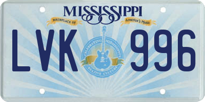 MS license plate LVK996
