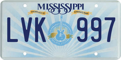 MS license plate LVK997