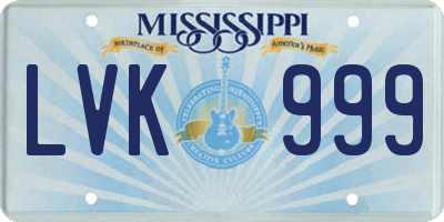 MS license plate LVK999