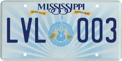 MS license plate LVL003