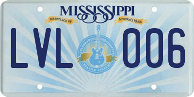 MS license plate LVL006