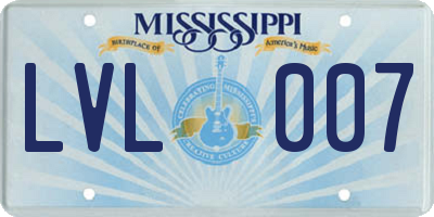 MS license plate LVL007