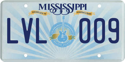 MS license plate LVL009