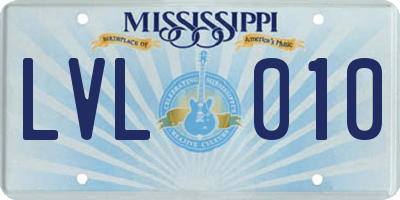 MS license plate LVL010