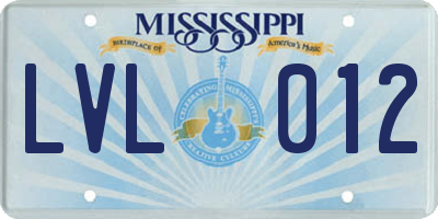 MS license plate LVL012