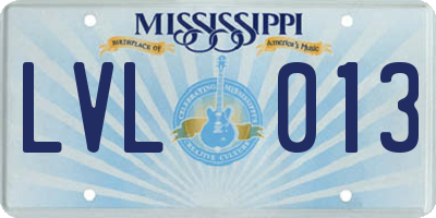 MS license plate LVL013