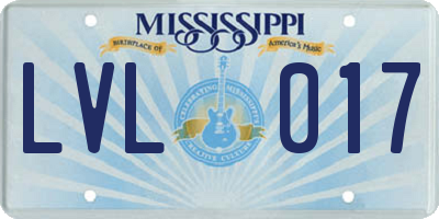 MS license plate LVL017
