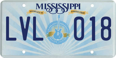 MS license plate LVL018
