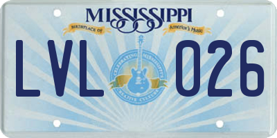 MS license plate LVL026