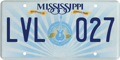 MS license plate LVL027