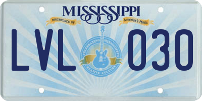 MS license plate LVL030