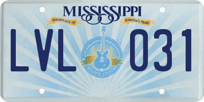 MS license plate LVL031